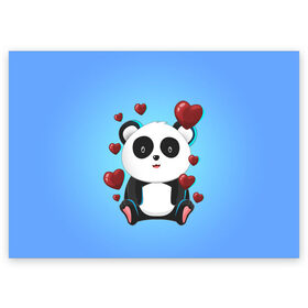 Поздравительная открытка с принтом Панда , 100% бумага | плотность бумаги 280 г/м2, матовая, на обратной стороне линовка и место для марки
 | day | heart | love | panda | romantic | valentine | valentines | амур | валентина | влюбленные | влюбленных | всех | день | купидон | любовь | романтика | романтичность | святого | сердечки | сердечко | сердце