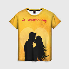 Женская футболка 3D с принтом St. valentines day , 100% полиэфир ( синтетическое хлопкоподобное полотно) | прямой крой, круглый вырез горловины, длина до линии бедер | 14 февраля | love | the 14th of february | valentine | день влюбленных | любовь | пара | святой валентин