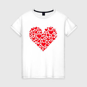 Женская футболка хлопок с принтом Сердечки , 100% хлопок | прямой крой, круглый вырез горловины, длина до линии бедер, слегка спущенное плечо | day | heart | koala | love | romantic | valentine | valentines | амур | валентина | влюбленные | влюбленных | всех | день | коала | купидон | любовь | романтика | романтичность | святого | сердечки | сердечко | сердце