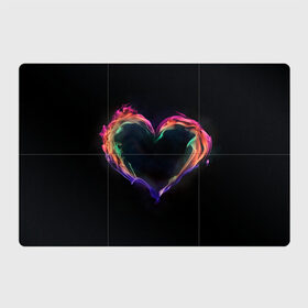 Магнитный плакат 3Х2 с принтом пламенное сердце на черном , Полимерный материал с магнитным слоем | 6 деталей размером 9*9 см | любовь | огонь | пламя | пылает | радужный огонь | сердечко | сердце | темный фон | чувства