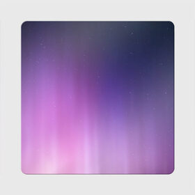 Магнит виниловый Квадрат с принтом северное сияние фиолетовый , полимерный материал с магнитным слоем | размер 9*9 см, закругленные углы | градиент | звезды | космос | небо | ночь | природа | пурпурный | север | северное сияние | сиреневый | фиолетовый
