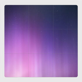 Магнитный плакат 3Х3 с принтом северное сияние фиолетовый , Полимерный материал с магнитным слоем | 9 деталей размером 9*9 см | градиент | звезды | космос | небо | ночь | природа | пурпурный | север | северное сияние | сиреневый | фиолетовый