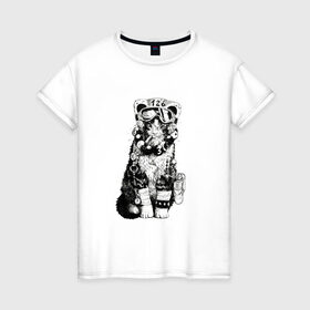 Женская футболка хлопок с принтом Боевой Котяра Кот , 100% хлопок | прямой крой, круглый вырез горловины, длина до линии бедер, слегка спущенное плечо | cat | кот | котенок | котик | коты | кошечка | кошка | кошки | летчик