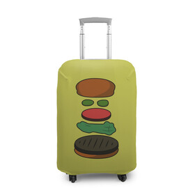 Чехол для чемодана 3D с принтом Бургер в разборе , 86% полиэфир, 14% спандекс | двустороннее нанесение принта, прорези для ручек и колес | fastfood | food | pattern | бургер | бургер кинг | гамбургер | еда | макдональдс | паттерн | фастфуд