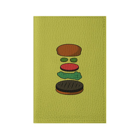 Обложка для паспорта матовая кожа с принтом Бургер в разборе , натуральная матовая кожа | размер 19,3 х 13,7 см; прозрачные пластиковые крепления | fastfood | food | pattern | бургер | бургер кинг | гамбургер | еда | макдональдс | паттерн | фастфуд
