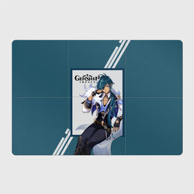 Магнитный плакат 3Х2 с принтом Кэйа - Genshin Impact , Полимерный материал с магнитным слоем | 6 деталей размером 9*9 см | genshin impact | геншин | игра | игровой | кавайный | крио | кэйа | кэйа олберич | манга | персонаж | подарок | синий