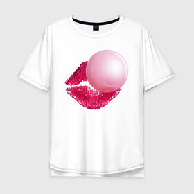 Мужская футболка хлопок Oversize с принтом BubbleGum Lips , 100% хлопок | свободный крой, круглый ворот, “спинка” длиннее передней части | Тематика изображения на принте: bubble | bubblegum | day | gum | heart | kiss | lips | love | romantic | valentine | valentines | амур | валентина | влюбленные | влюбленных | всех | губы | день | жвачка | любовь | поцелуй | романтика | романтичность | святого | сердечк