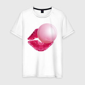 Мужская футболка хлопок с принтом BubbleGum Lips , 100% хлопок | прямой крой, круглый вырез горловины, длина до линии бедер, слегка спущенное плечо. | bubble | bubblegum | day | gum | heart | kiss | lips | love | romantic | valentine | valentines | амур | валентина | влюбленные | влюбленных | всех | губы | день | жвачка | любовь | поцелуй | романтика | романтичность | святого | сердечк