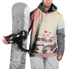 Накидка на куртку 3D с принтом Пандао Лав , 100% полиэстер |  | 14 февраля | love | the 14th of february | valentine | день влюбленных | любовь | пара | святой валентин