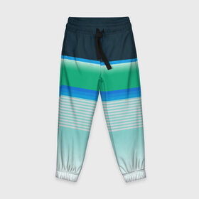 Детские брюки 3D с принтом Sea color , 100% полиэстер | манжеты по низу, эластичный пояс регулируется шнурком, по бокам два кармана без застежек, внутренняя часть кармана из мелкой сетки | Тематика изображения на принте: green | line | lines | sea | sea color | wave | зеленый | море | морской цвет