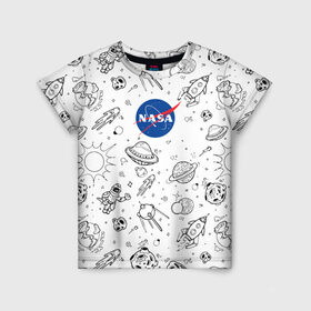 Детская футболка 3D с принтом NASA , 100% гипоаллергенный полиэфир | прямой крой, круглый вырез горловины, длина до линии бедер, чуть спущенное плечо, ткань немного тянется | administration | aeronautics | nasa | national | space | детская | тrdnasa