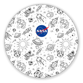 Коврик для мышки круглый с принтом NASA , резина и полиэстер | круглая форма, изображение наносится на всю лицевую часть | administration | aeronautics | nasa | national | space | детская | тrdnasa