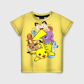 Детская футболка 3D с принтом Pokemon-Pikachu , 100% гипоаллергенный полиэфир | прямой крой, круглый вырез горловины, длина до линии бедер, чуть спущенное плечо, ткань немного тянется | Тематика изображения на принте: pikachu | pikapika | pokemon | аниме | мяут | пикачу | покемоны
