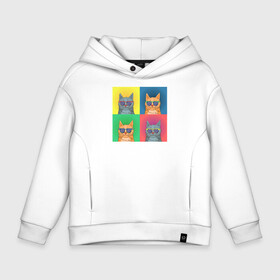 Детское худи Oversize хлопок с принтом Pop Art Коты , френч-терри — 70% хлопок, 30% полиэстер. Мягкий теплый начес внутри —100% хлопок | боковые карманы, эластичные манжеты и нижняя кромка, капюшон на магнитной кнопке | Тематика изображения на принте: cat | cats | pop art cat | pop cat | кот | коты | кошка | поп арт кот