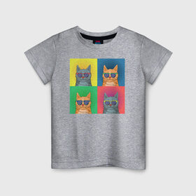 Детская футболка хлопок с принтом Pop Art Коты , 100% хлопок | круглый вырез горловины, полуприлегающий силуэт, длина до линии бедер | cat | cats | pop art cat | pop cat | кот | коты | кошка | поп арт кот
