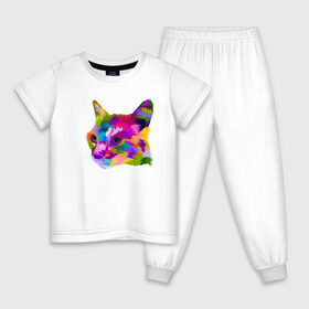 Детская пижама хлопок с принтом Pop Cat , 100% хлопок |  брюки и футболка прямого кроя, без карманов, на брюках мягкая резинка на поясе и по низу штанин
 | art | cat | colorful | mem | meme | memes | music | pop | rainbow | retro | style | арт | буп | кот | котенок | котик | котэ | краски | красочный | мем | мемы | музыка | ретро