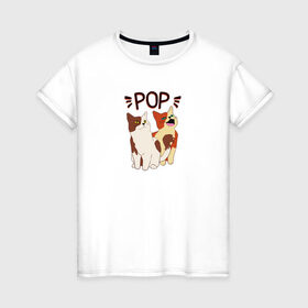 Женская футболка хлопок с принтом Pop Cat , 100% хлопок | прямой крой, круглый вырез горловины, длина до линии бедер, слегка спущенное плечо | art | cat | dj | goer | musician | party | pop | singer | арт | буп | диджей | кот | кошка | музыкант | певец | поп | тусовщик