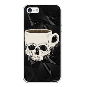 Чехол для iPhone 5/5S матовый с принтом Кофе из черепа , Силикон | Область печати: задняя сторона чехла, без боковых панелей | horror | кости | скелет | слова | ужас | ужасы | хоррор | через из слов | череп