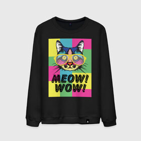 Мужской свитшот хлопок с принтом Pop Cat | Meow Wow! , 100% хлопок |  | cat | kitty | meow | popcat | wow | кот | кошка | мяв | мяу | поп кет | поп кошка