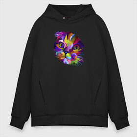 Мужское худи Oversize хлопок с принтом Kitty pop art , френч-терри — 70% хлопок, 30% полиэстер. Мягкий теплый начес внутри —100% хлопок | боковые карманы, эластичные манжеты и нижняя кромка, капюшон на магнитной кнопке | art | cat | colors | kitty | paints | pop | riot | арт | буйство | буп | кот | котенок | кошка | краски | поп