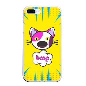 Чехол для iPhone 7Plus/8 Plus матовый с принтом PoP CaT BooP , Силикон | Область печати: задняя сторона чехла, без боковых панелей | Тематика изображения на принте: boom | meme | pop art | popping | бум | буп кот | котик | мем | поп арт | ретро | стиль