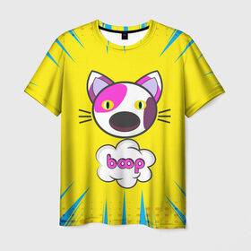 Мужская футболка 3D с принтом PoP CaT BooP , 100% полиэфир | прямой крой, круглый вырез горловины, длина до линии бедер | Тематика изображения на принте: boom | meme | pop art | popping | бум | буп кот | котик | мем | поп арт | ретро | стиль