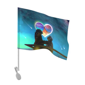Флаг для автомобиля с принтом Ваня Дмитриенко Венера-Юпитер , 100% полиэстер | Размер: 30*21 см | венера юпитер | день всех влюбленных | дмитриенко | сердечко