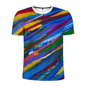Мужская футболка 3D спортивная с принтом Картина абстракция , 100% полиэстер с улучшенными характеристиками | приталенный силуэт, круглая горловина, широкие плечи, сужается к линии бедра | абстракция | картина | краска | масло | полосы | холст | цвет | яркость