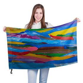 Флаг 3D с принтом Картина абстракция , 100% полиэстер | плотность ткани — 95 г/м2, размер — 67 х 109 см. Принт наносится с одной стороны | абстракция | картина | краска | масло | полосы | холст | цвет | яркость
