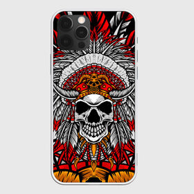 Чехол для iPhone 12 Pro Max с принтом Indian skull head , Силикон |  | head | indian | skull | абстракция | арт | голова | индеец | орнамент | перья | рисунок | череп