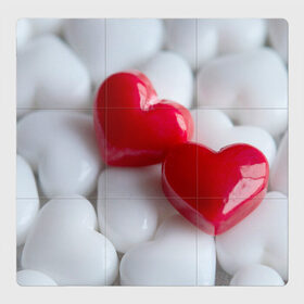 Магнитный плакат 3Х3 с принтом два сердца пара , Полимерный материал с магнитным слоем | 9 деталей размером 9*9 см | Тематика изображения на принте: вдвоем | взаимность | вместе | два сердца | любовь | мы | нашлись | пара | сердечки | сердца
