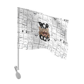 Флаг для автомобиля с принтом Pop Cat , 100% полиэстер | Размер: 30*21 см | pop cat | wide mouthed popping cat | арты | буп | мемы