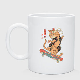Кружка с принтом Кот Якудза , керамика | объем — 330 мл, диаметр — 80 мм. Принт наносится на бока кружки, можно сделать два разных изображения | cat | cats | japan | ninja | samurai | skateboard | skater | tattoo | tegunvteg | yakuza | катана | кот | котенок | коты | котэ | котята | кошка | ниндзя | самурай | скейтборд | скейтбординг | скейтер | тату | татуировка | татуировки