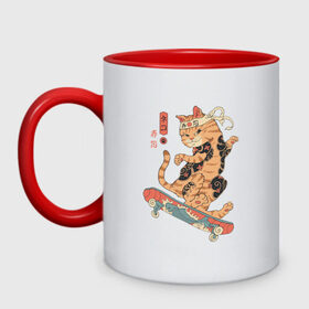 Кружка двухцветная с принтом Кот Якудза , керамика | объем — 330 мл, диаметр — 80 мм. Цветная ручка и кайма сверху, в некоторых цветах — вся внутренняя часть | cat | cats | japan | ninja | samurai | skateboard | skater | tattoo | tegunvteg | yakuza | катана | кот | котенок | коты | котэ | котята | кошка | ниндзя | самурай | скейтборд | скейтбординг | скейтер | тату | татуировка | татуировки