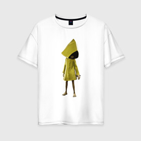 Женская футболка хлопок Oversize с принтом Little Nightmares , 100% хлопок | свободный крой, круглый ворот, спущенный рукав, длина до линии бедер
 | games | little nightmares | playstation | игра | мрачный | персонаж игры | человечек