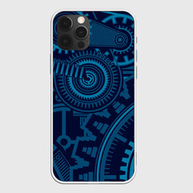 Чехол для iPhone 12 Pro Max с принтом Steampunk Mechanic Blue , Силикон |  | gears | mechanics | mechanism | steampunk | механизм | механика | стимпанк | шестеренки