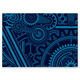 Поздравительная открытка с принтом Steampunk Mechanic Blue , 100% бумага | плотность бумаги 280 г/м2, матовая, на обратной стороне линовка и место для марки
 | Тематика изображения на принте: gears | mechanics | mechanism | steampunk | механизм | механика | стимпанк | шестеренки