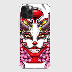 Чехол для iPhone 12 Pro Max с принтом Японский демон , Силикон |  | demon | fox | japanese | mask | арт | голова | демон | маска | монстр | рисунок | рога | цветы | японский