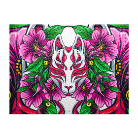 Обложка для студенческого билета с принтом Японский демон , натуральная кожа | Размер: 11*8 см; Печать на всей внешней стороне | demon | fox | japanese | mask | арт | голова | демон | маска | монстр | рисунок | цветы | японский