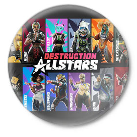 Значок с принтом Destruction Allstars ,  металл | круглая форма, металлическая застежка в виде булавки | cars | destruction allstars | games | nextgen | playstation 5 | ps5 | race | гонки | игры | машины | некстген | плейстейшен 5 | пс5 | разрушение | тачки