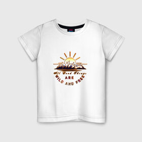 Детская футболка хлопок с принтом Солнце и горы , 100% хлопок | круглый вырез горловины, полуприлегающий силуэт, длина до линии бедер | горы | лето | отдых | путешествия | солнце | туризм