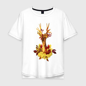 Мужская футболка хлопок Oversize с принтом Олень , 100% хлопок | свободный крой, круглый ворот, “спинка” длиннее передней части | животное | зверь | лесной олень | олень | рога