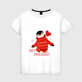 Женская футболка хлопок с принтом Пингвин , 100% хлопок | прямой крой, круглый вырез горловины, длина до линии бедер, слегка спущенное плечо | животное | зверь | лед | пингвин | рыба | холод