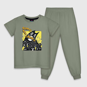 Детская пижама хлопок с принтом Pop Cat , 100% хлопок |  брюки и футболка прямого кроя, без карманов, на брюках мягкая резинка на поясе и по низу штанин
 | pop cat | wide mouthed popping cat | арты | буп | мемы