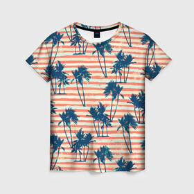 Женская футболка 3D с принтом Экзотик Паттерн , 100% полиэфир ( синтетическое хлопкоподобное полотно) | прямой крой, круглый вырез горловины, длина до линии бедер | exotic | palm | pattern | деревья | пальмы | паттерн | полосатый | принт | растения | текстура | тропики | узор | цветы | экзотика