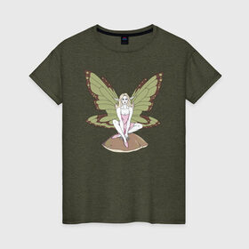 Женская футболка хлопок с принтом Fairy Фея , 100% хлопок | прямой крой, круглый вырез горловины, длина до линии бедер, слегка спущенное плечо | волшебство | крылья | магия | сказочные существа | феи