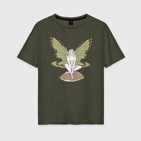 Женская футболка хлопок Oversize с принтом Fairy Фея , 100% хлопок | свободный крой, круглый ворот, спущенный рукав, длина до линии бедер
 | волшебство | крылья | магия | сказочные существа | феи