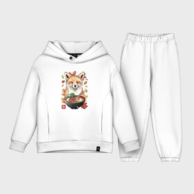 Детский костюм хлопок Oversize с принтом Лиса ,  |  | cat | cats | fox | foxy | japan | ninja | samurai | tegunvteg | yakuza | еда | лапша | лис | лиса | лисица | ниндзя | самурай | якудза | япония