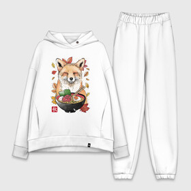 Женский костюм хлопок Oversize с принтом Лиса ,  |  | cat | cats | fox | foxy | japan | ninja | samurai | tegunvteg | yakuza | еда | лапша | лис | лиса | лисица | ниндзя | самурай | якудза | япония