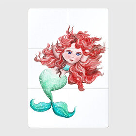 Магнитный плакат 2Х3 с принтом Русалочка , Полимерный материал с магнитным слоем | 6 деталей размером 9*9 см | бирюзовый | девочка | девушка | красный | лето | море | русалка
